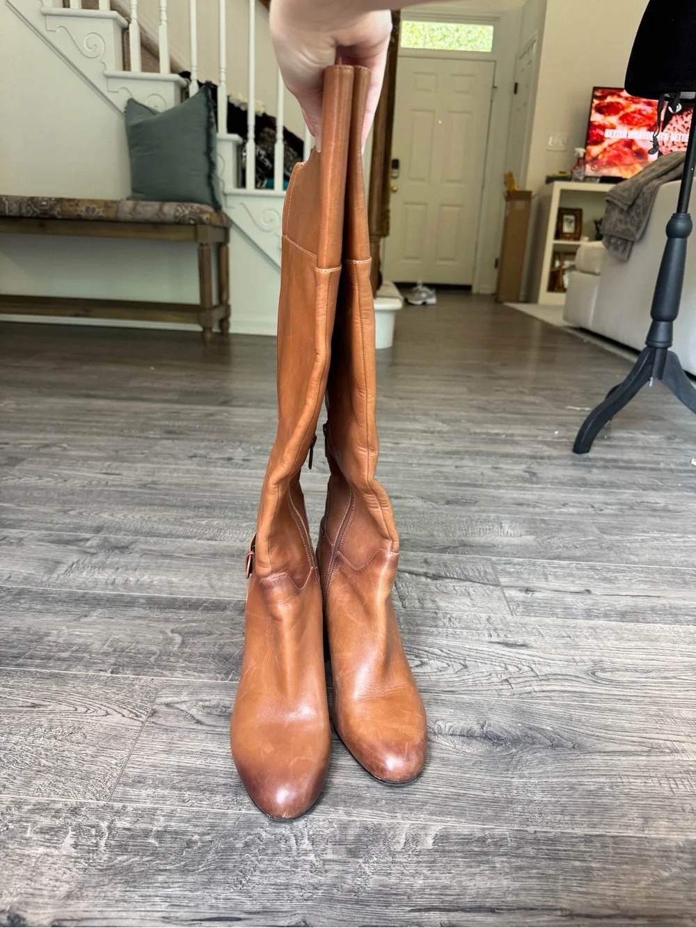 Vince Camuto Cognac Leather Over-the-Knee Boots